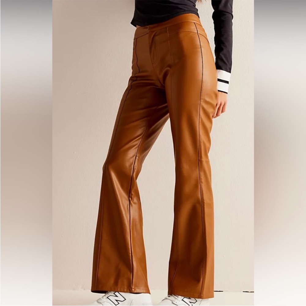 Free People Uptown Faux Leather Flare Pants Size 12
New Without Tags